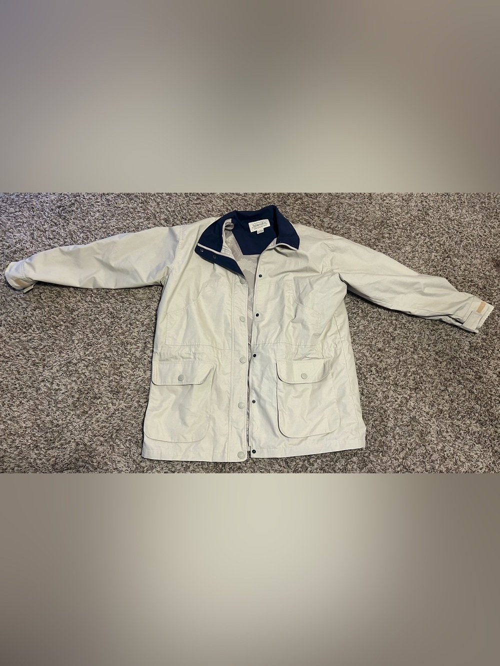 VTG St Johns Bay Jacket Mens 1XL Tan Chore Barn Utility Coat Outdoor Nautical